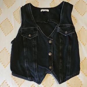 American Eagle Outfitters Charcoal Denim Vest